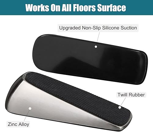 Miniatura 4 de CSKB Topes de puerta para la parte inferior de la puerta paquete de 2 topes de puerta de piso resistentes aleación de zinc y cuña de tope de puerta