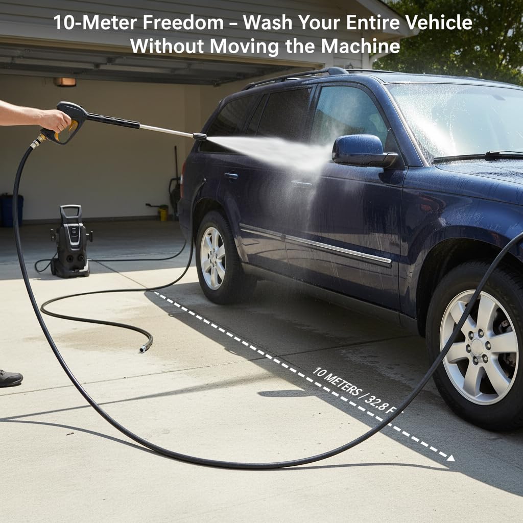 GOTOTOP Manguera de limpieza de tuberías de alta presión de 10 m, 400 bares con rosca M14 x M22, acero inoxidable PVC, resistente al desgaste, para K2 K3, ideal para limpieza y desagüe de coches