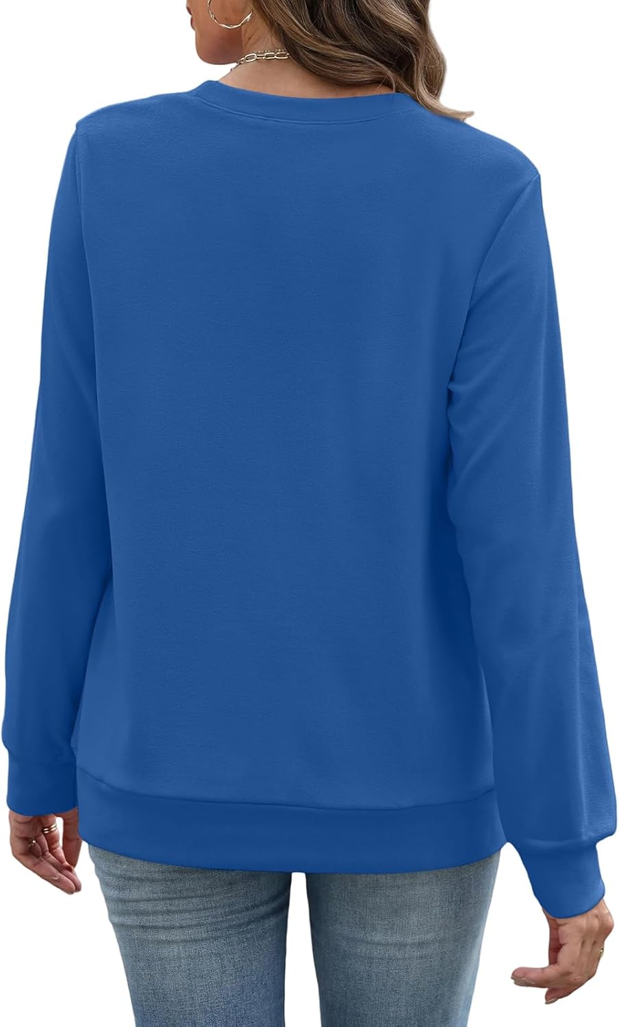 V Neck Sweatshirt Women with Pockets Casual Plain Comfort Hoodless Hoodies Cozy Fleece Pullover Sweatshirts No Hood - Image 3