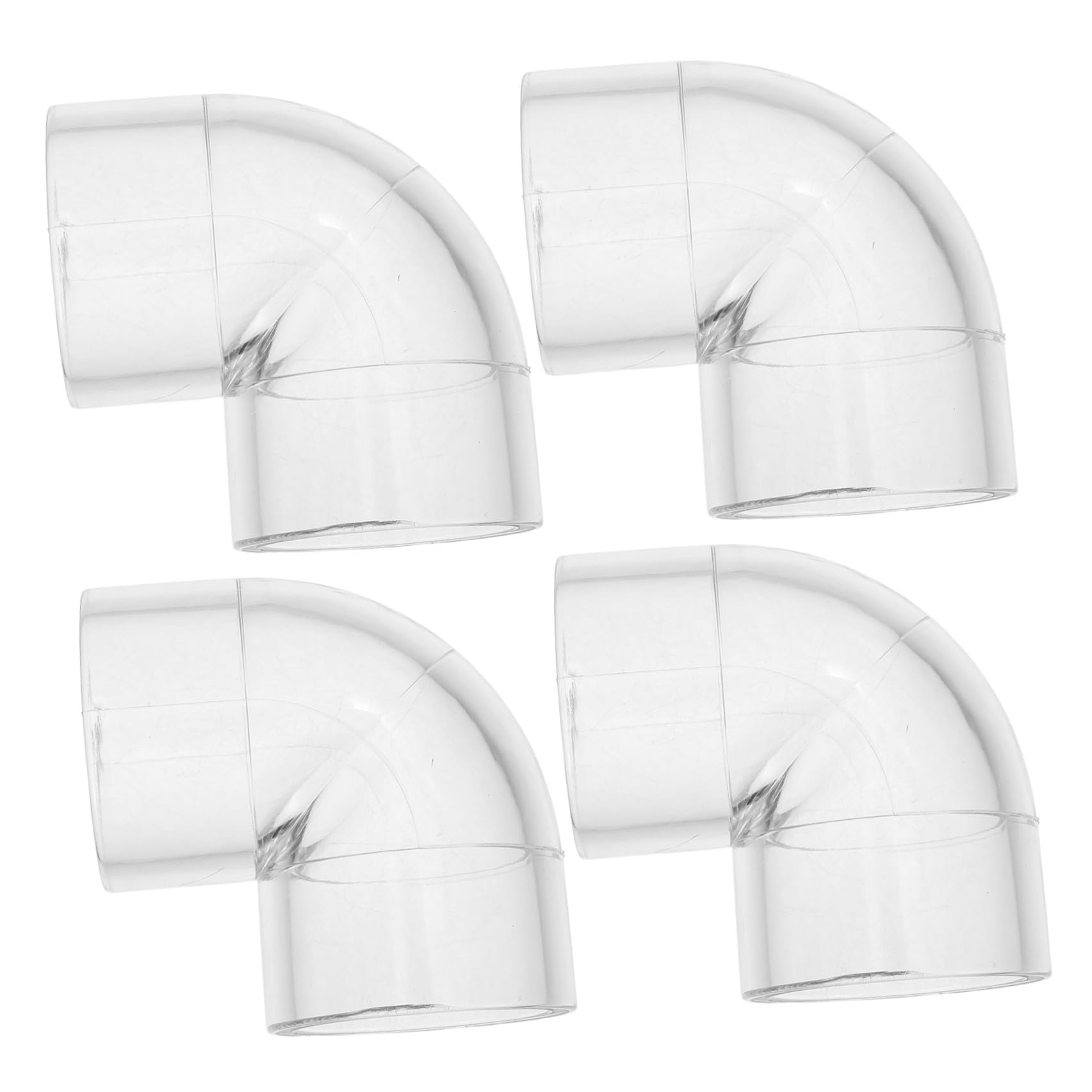 Healeved 4 Pezzi Raccordo Gomito in Acrilico Trasparente Diametro Interno 32 Mm, Giunto a 90 Gradi Resistente a Prodotti Chimici per Tubi Acquari e Applicazioni Industriali