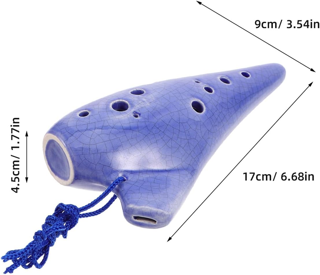 Amosfun Ceramic Ocarina 12-hole Alto C Wind Instrument for Beginners and Students with Purple Ice Color and Storage Bag, Traditional Musical Woodwind Flute for Music Learning