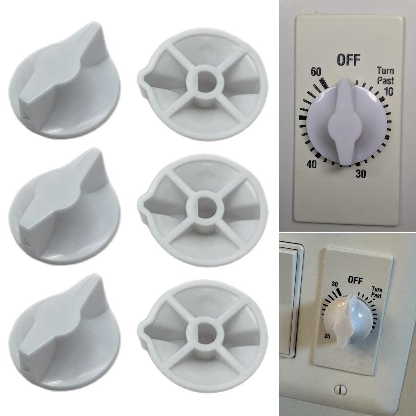 Interruptores giratorios de reemplazo con temporizador, perilla para ventilador de baño 146MT574, fácil agarre y botón de control preciso