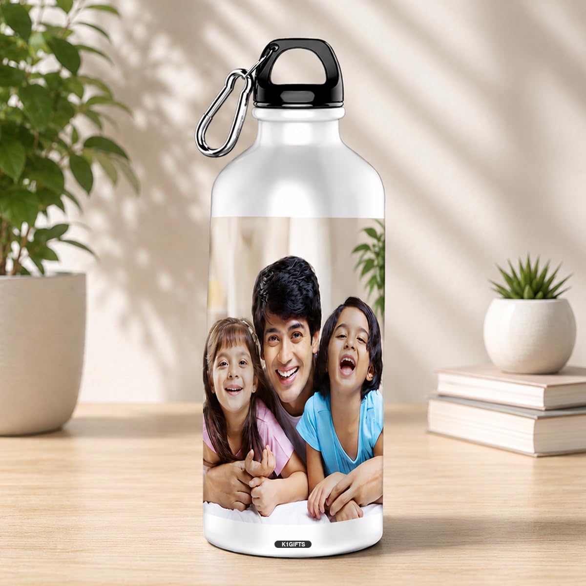 - Aluminium Your Photo Personalised Printed Sports Sipper/Water Bottle with Photo and Name Customised (White, 600ML)