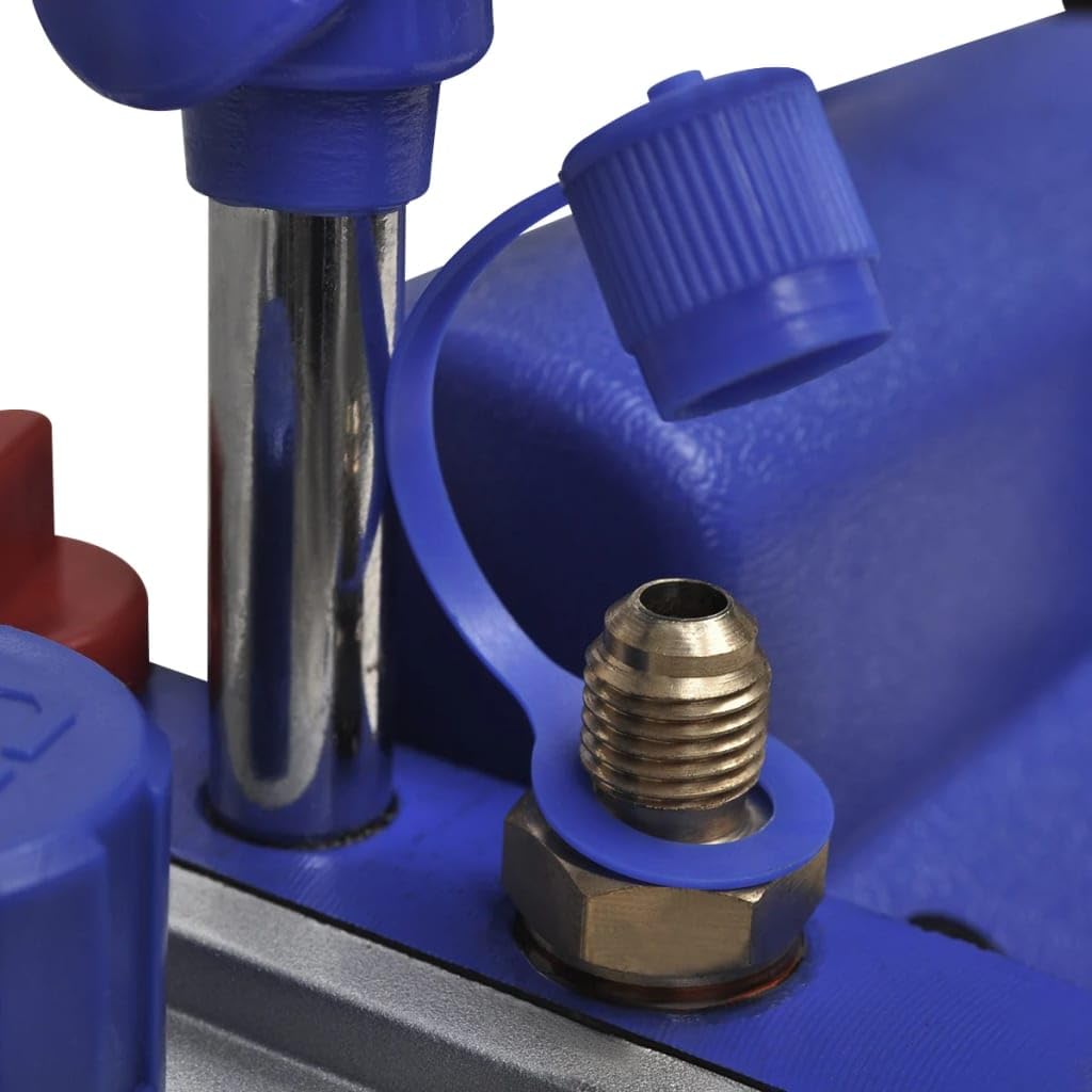 Vakuumpumpe Einstufig Mit 4-Wege-Verteiler-Manometer Set | Aluminiumgehäuse, Ölschauglas, Integrierter Griff, Stoßschutz, Stahlhaken, Für Kühlanlagen Reparatur