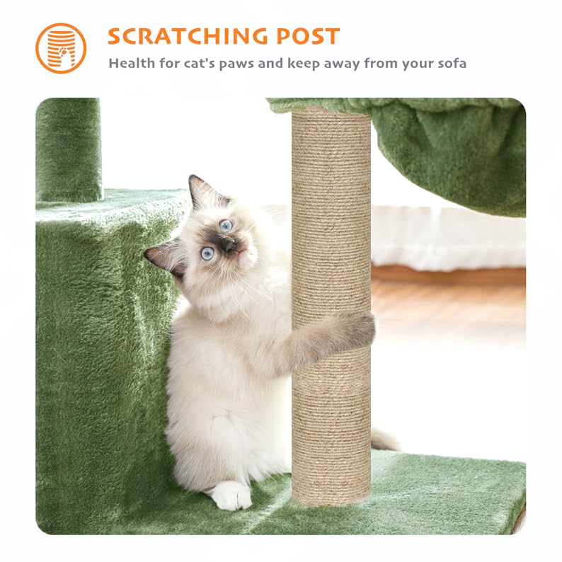 Image of Cat Tree with Scratching Posts, Hammock and Perches (Green - FURR-30)