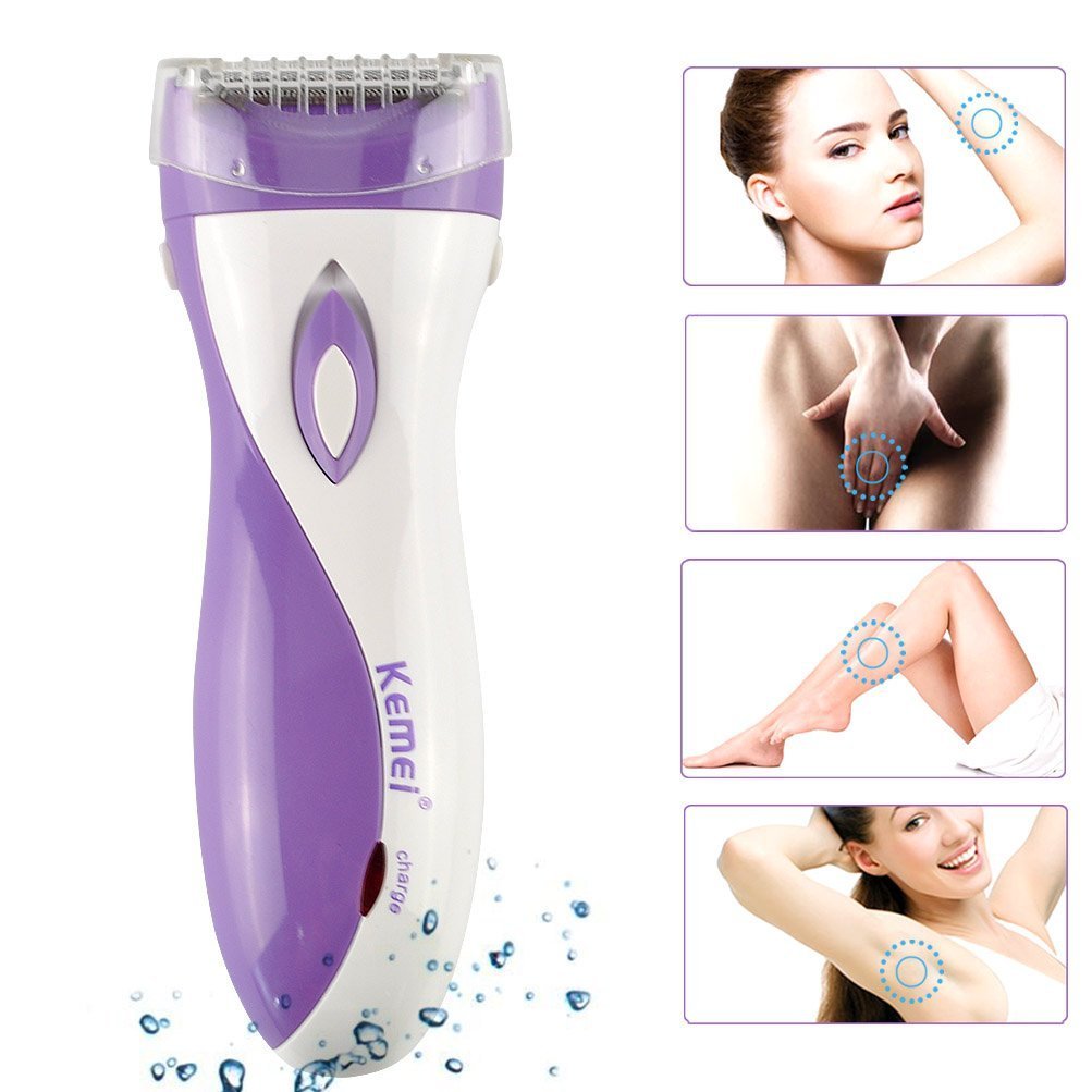Womens Trimmers, WINLINK Electric Cordless Rechargeable Lady Shaver Painless Women's Razor Bikini Line Smooth Skin Body Leg Armpit Hair Remover - Purple
