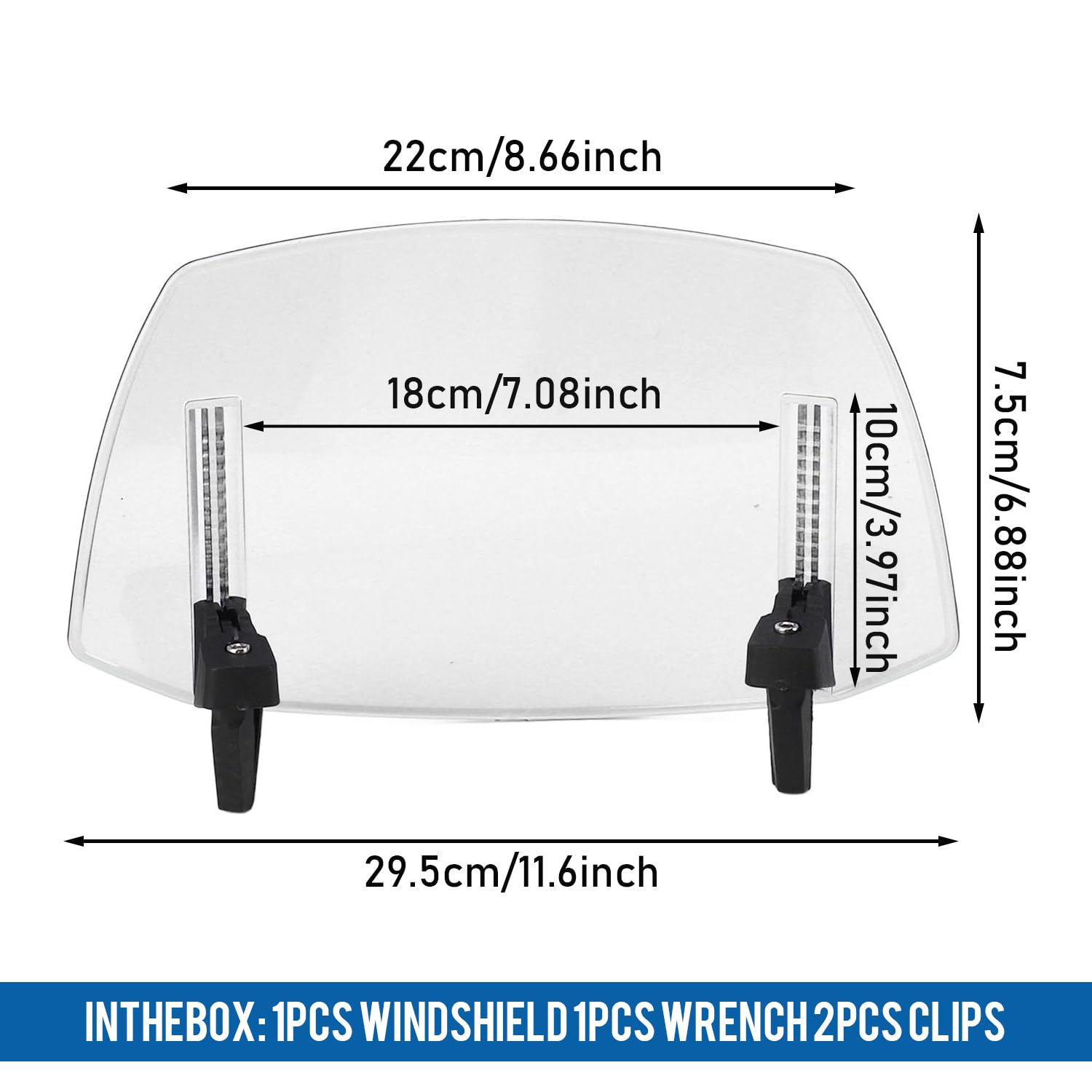 Tissting Déflecteur de Vent de Moto Réglable à Clipser 29 x 22 cm Extension de Pare-Brise de Moto en ABS pour MT07 MT09 MT10 R1 R3 FZ6 TMAX530 TMAX 500 (Blanc)