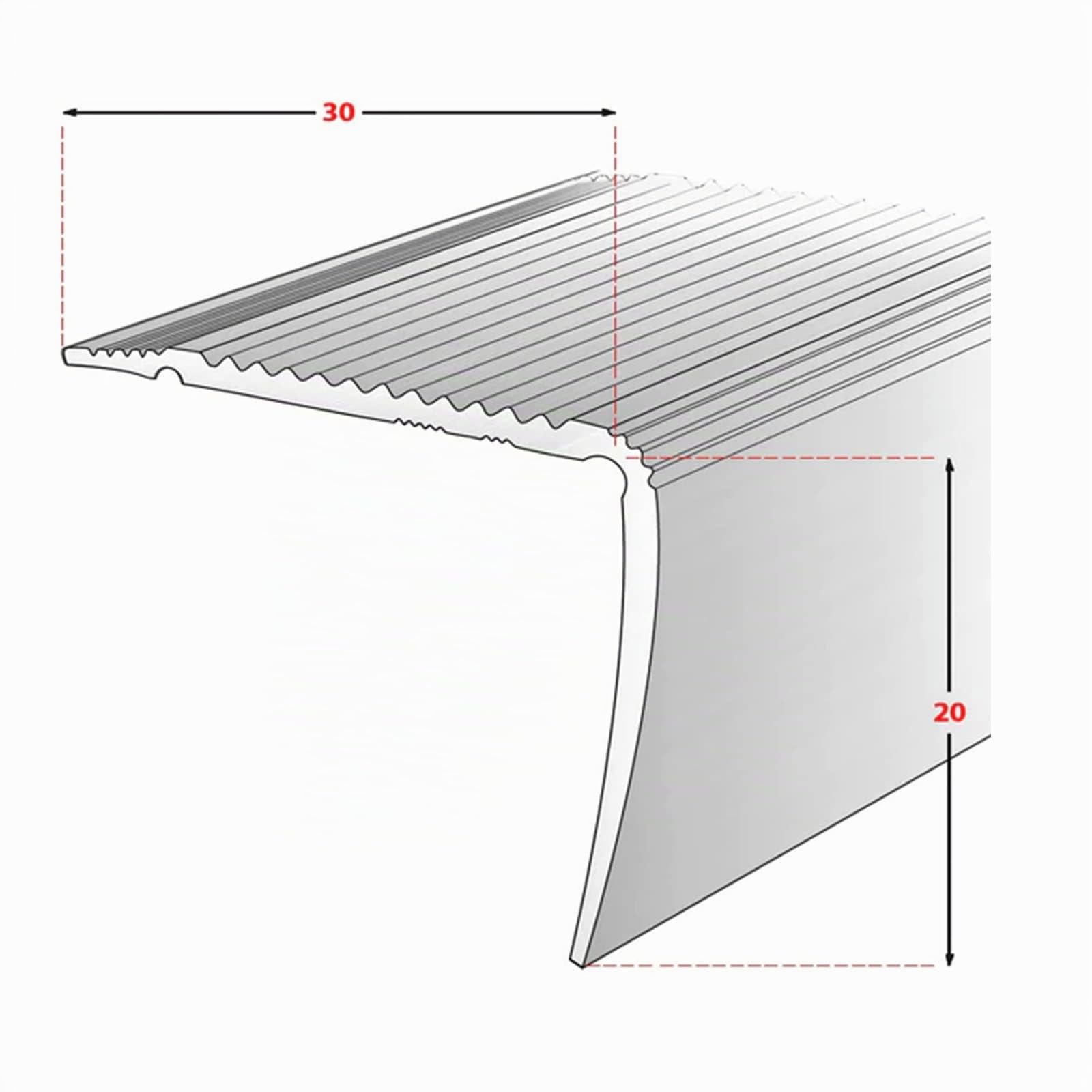 Floordirekt Perfil de borde de escalera en forma de L de aluminio, 1 unidad. 134 x 3 x 2 cm – Preperforado – Plata – para parqué y laminado – Incluye material de montaje – Perfil de borde de escalón