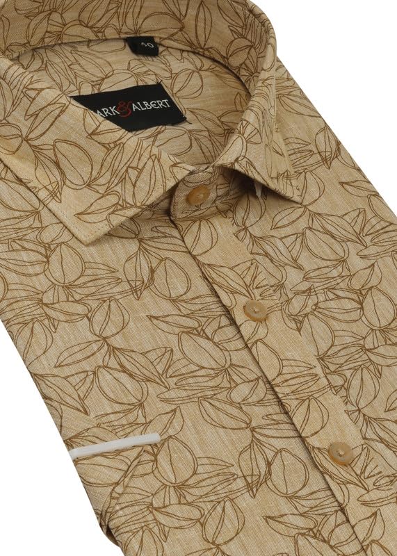 Image of MARK & ALBERT Men's Half Sleeve Linen Slim Fit Shirt