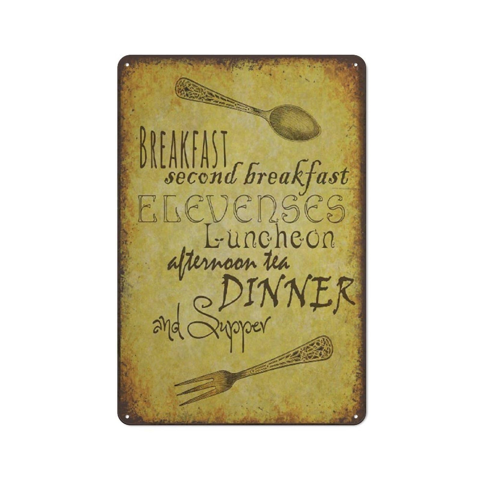 MQXFCZUX Whimsical Dining Metal Tin Sign Vintage Fantasy Meal Schedule Menu Wall-Art For Kitchen Cafe Home Decor 8x12 Inch