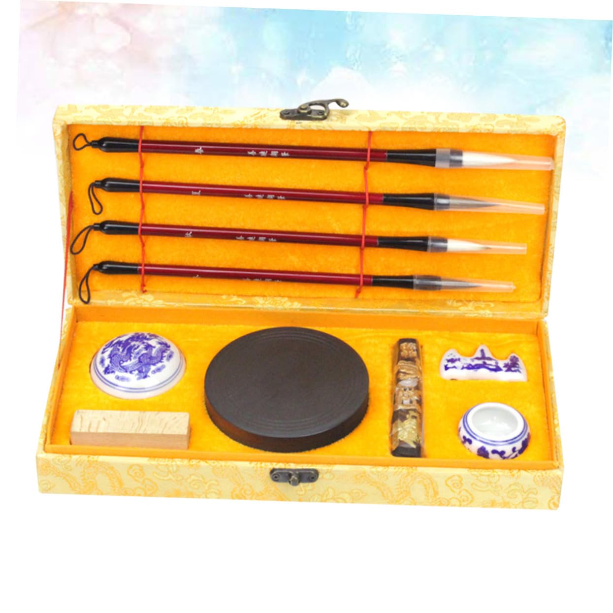 LIFKOME Calligrafia Cinese Tesori con Pennello Scrittura Carta Kit Completo per Principianti e Amanti Calligrafia Materiali Autentici per Studio Artistico