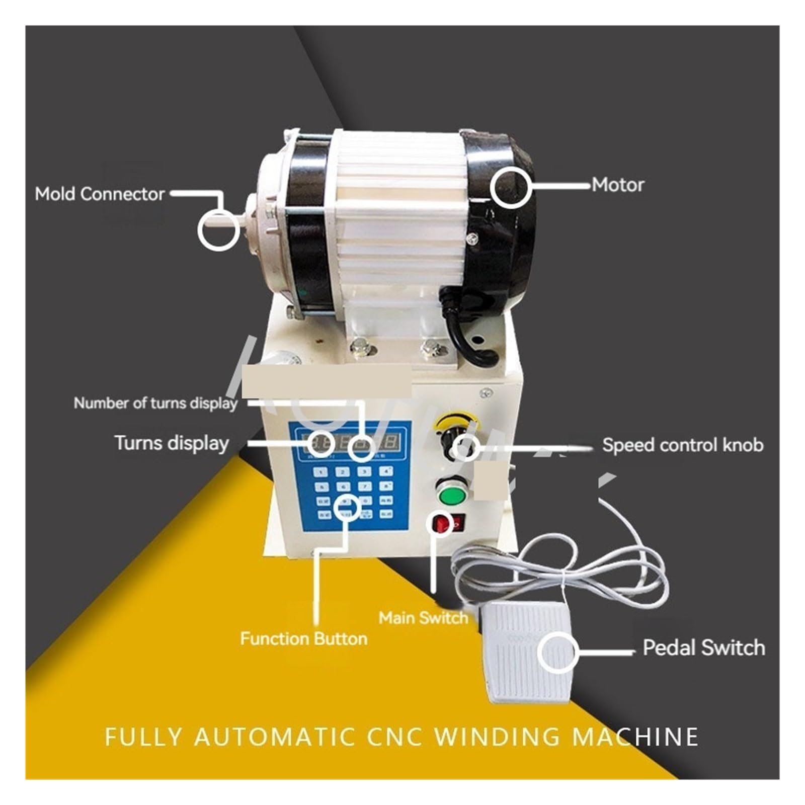 Bobinatrice Avvolgitrice elettrica automatica, attrezzatura for l'avvolgimento del filo smaltato, trasformatore ad alta coppia con controllo digitale per spirali, bobine motore, bobine pickup per chit