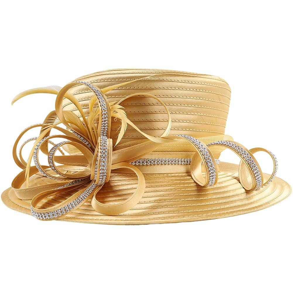 Chapeau à large bord en satin pour femme idéal d'église