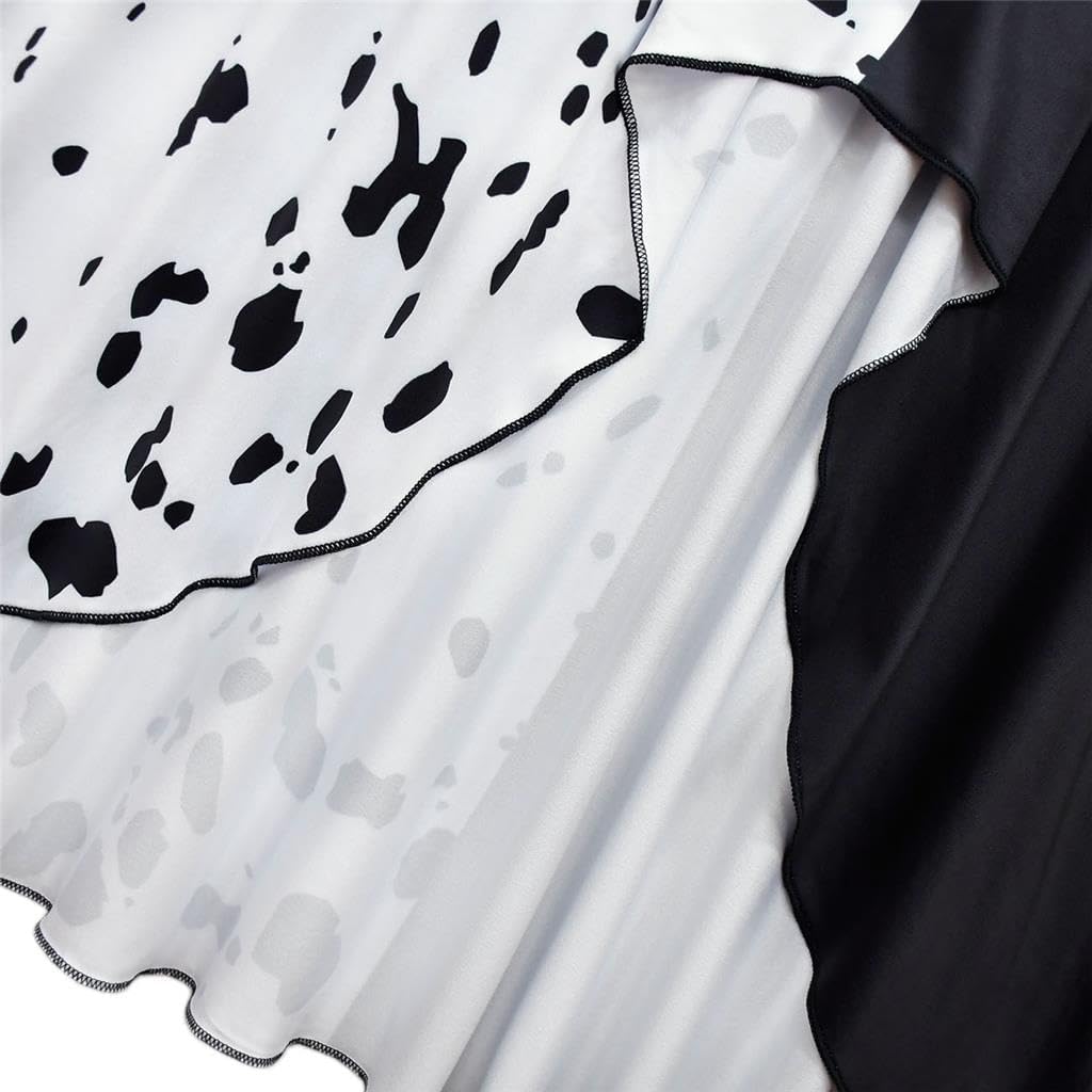 Lito Angels Dalmatian Black and White Princess Fancy Dress Up Halloween Costume with Hair Wig for Little Kids Girls