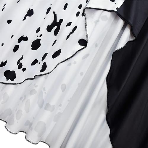 Miniatura 6 de Lito Angels Disfraz de princesa dálmata en blanco y negro con peluca de pelo para niñas pequeñas