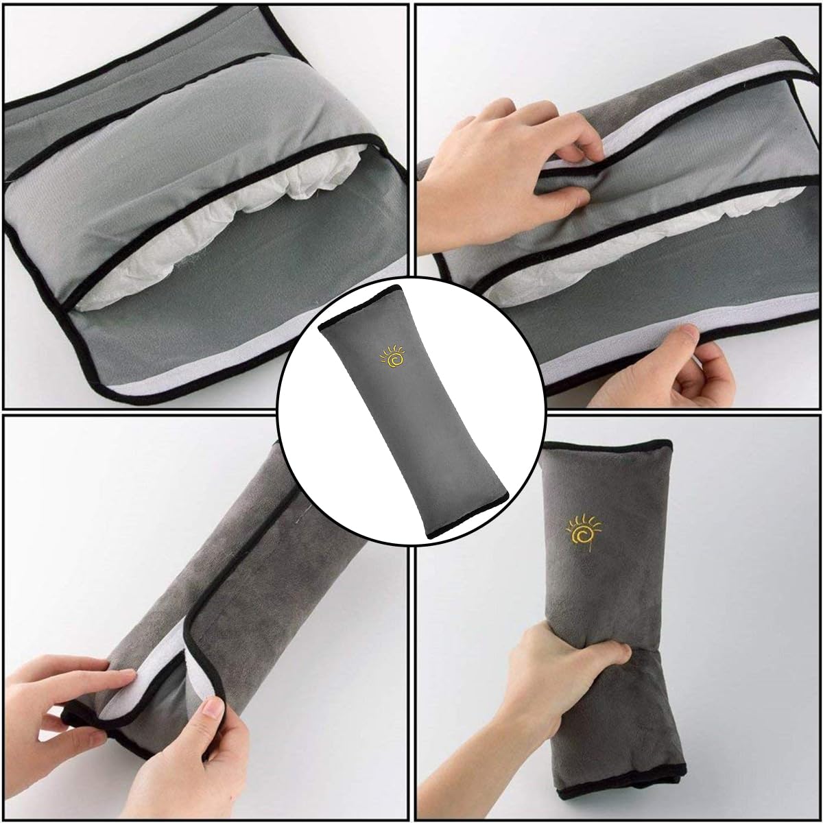 FGen Protector Cinturon Coche Niños, 2 Extraíbles para Asiento Coche, 2 Cojines Cinturón, Niño Apoyo para la Cabeza la Ayuda del Cuello Almohada Confort Cinturón, para Viajes Niños Bebés Adultos