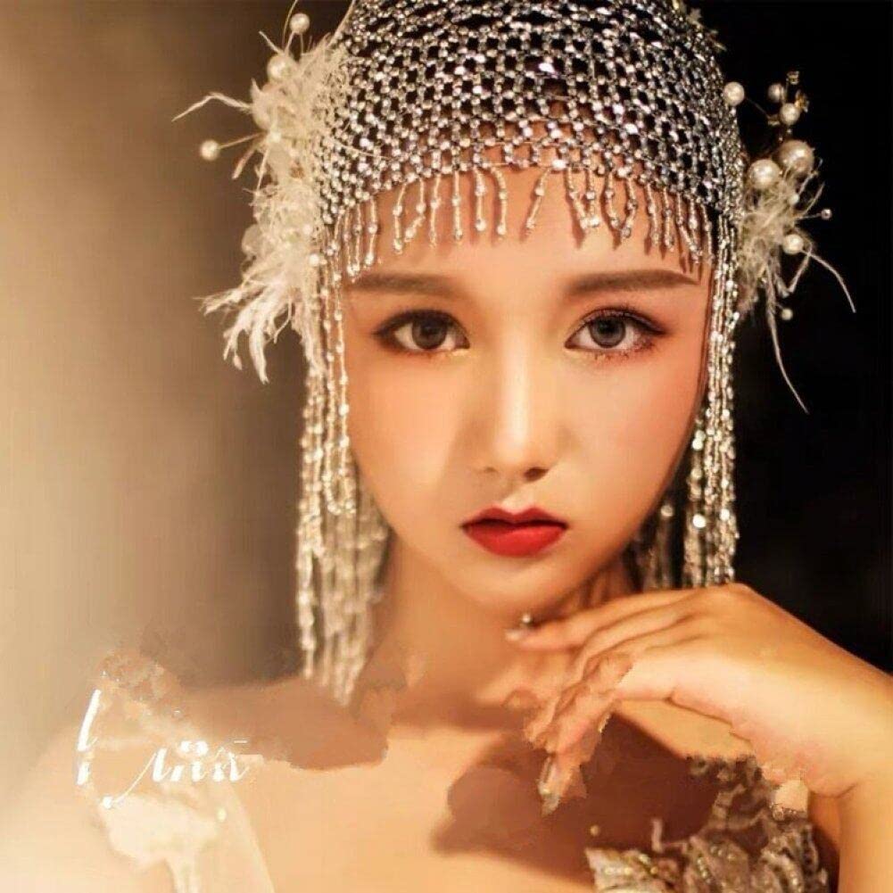 Tocado De Cuentas Exótico, Tocado De Borla Bohemia, Gorra con Cuentas para Danza del Vientre, Accesorio para Cabello De Cleopatra Egipcia, Sombrero De Borla para Actuación En Escenario Nupcial