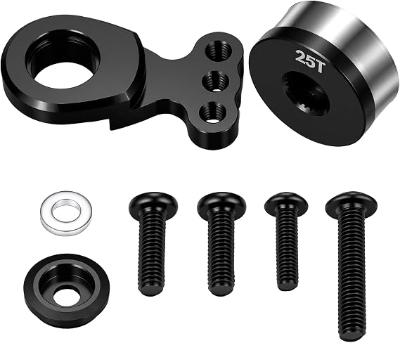 AXspeed Aluminum 25T Servo Saver Steering Replacement Parts for Tamiya TT02 TT-02 1:10 RC On Road Touring Cars (Black)