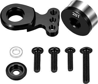 AXspeed Aluminum 25T Servo Saver Steering Replacement Parts for Tamiya TT02 TT-02 1:10 RC On Road Touring Cars (Black)