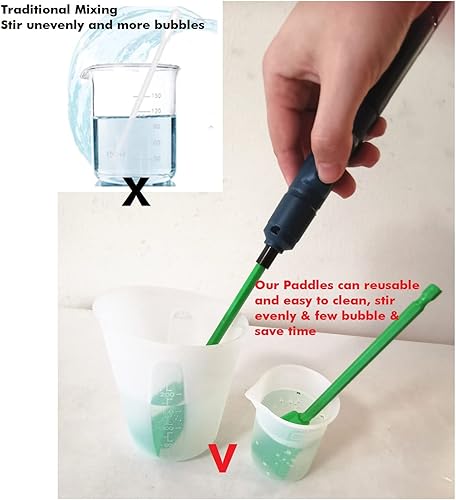 Miniatura 6 de Paletas mezcladoras de resina, 12 accesorios de mezcla de taladro, mezclador de pintura reutilizable para taladro, paletas de taladro epoxi,
