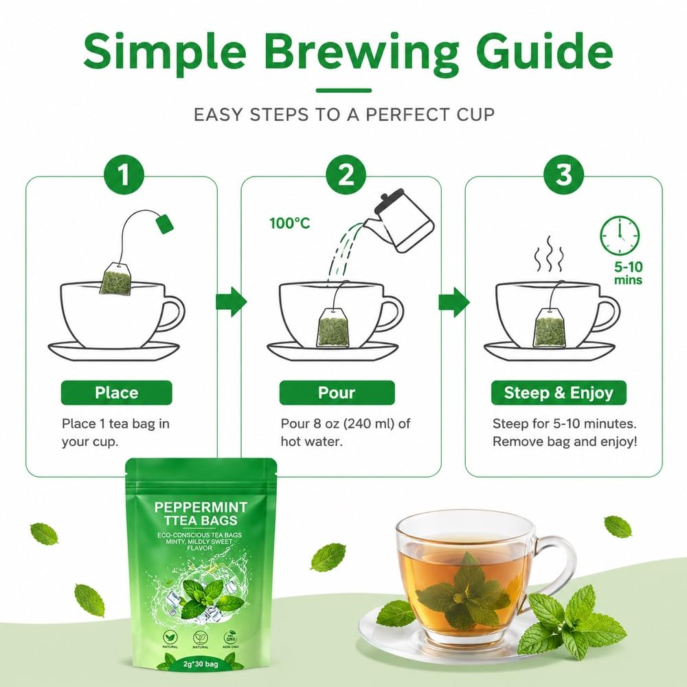 Ballerina Mint Detox Tea Delikatne oczyszczanie i wsparcie dla sierści | Organiczna miętowa herbata ziołowa zapewniająca świeży oddech(3pcs)