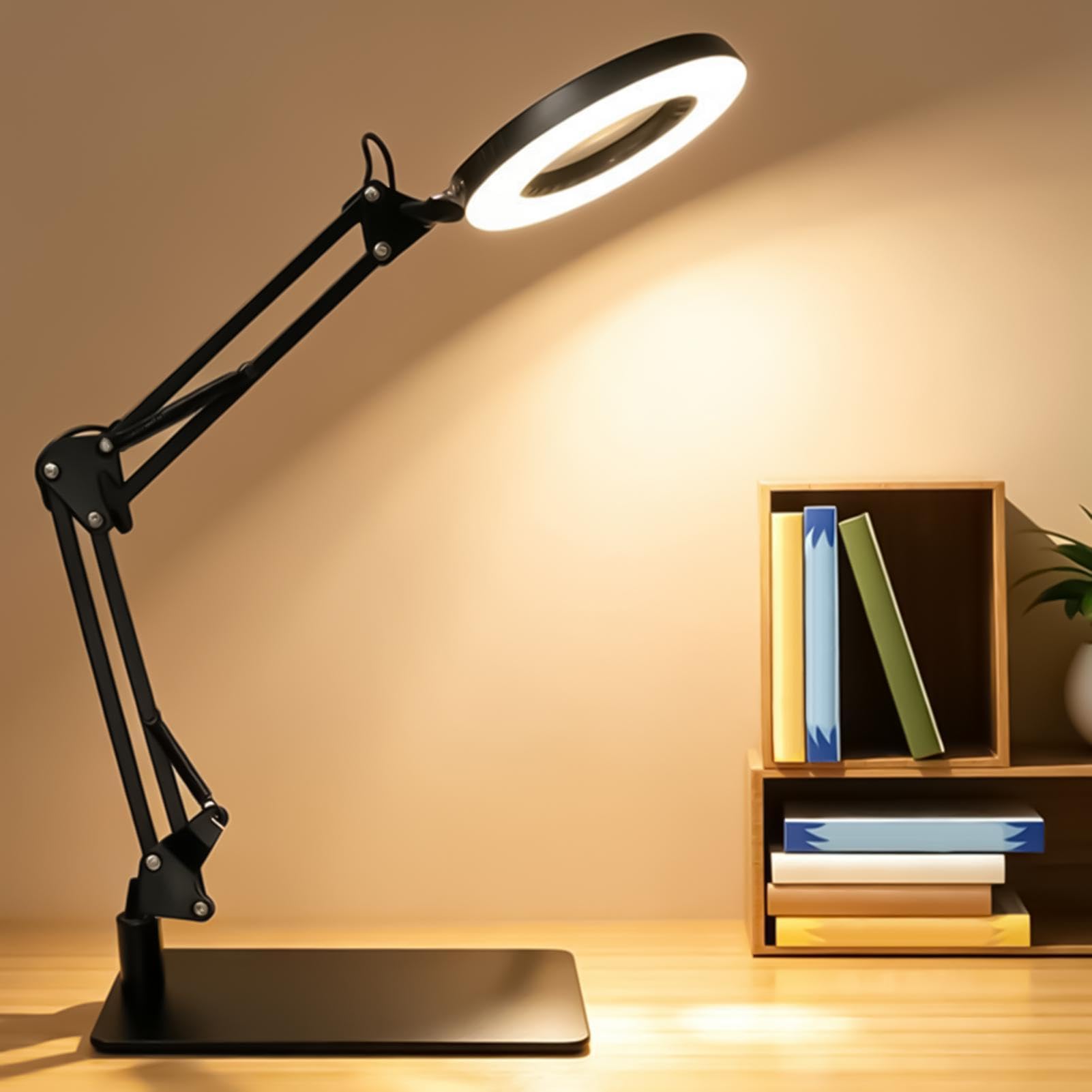 Lente d'ingrandimento con luce e supporto 3 modalità colore, 10 livelli di
