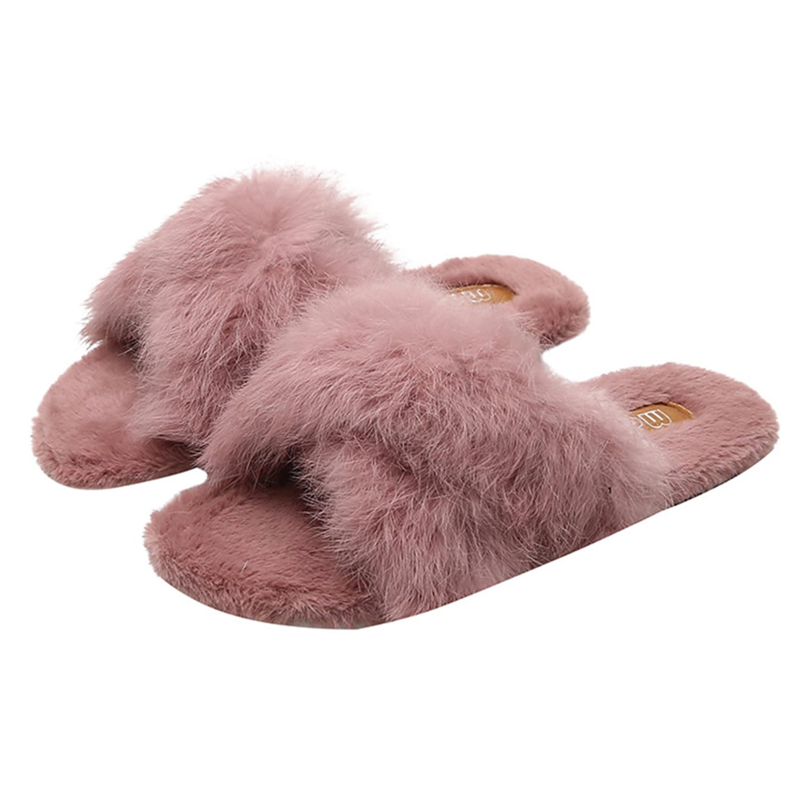 Hombre Mujer Pantuflas Punta Abierta Zapatillas Calientes Antideslizantes Suaves Afelpadas Tira Cruzada Sandalias