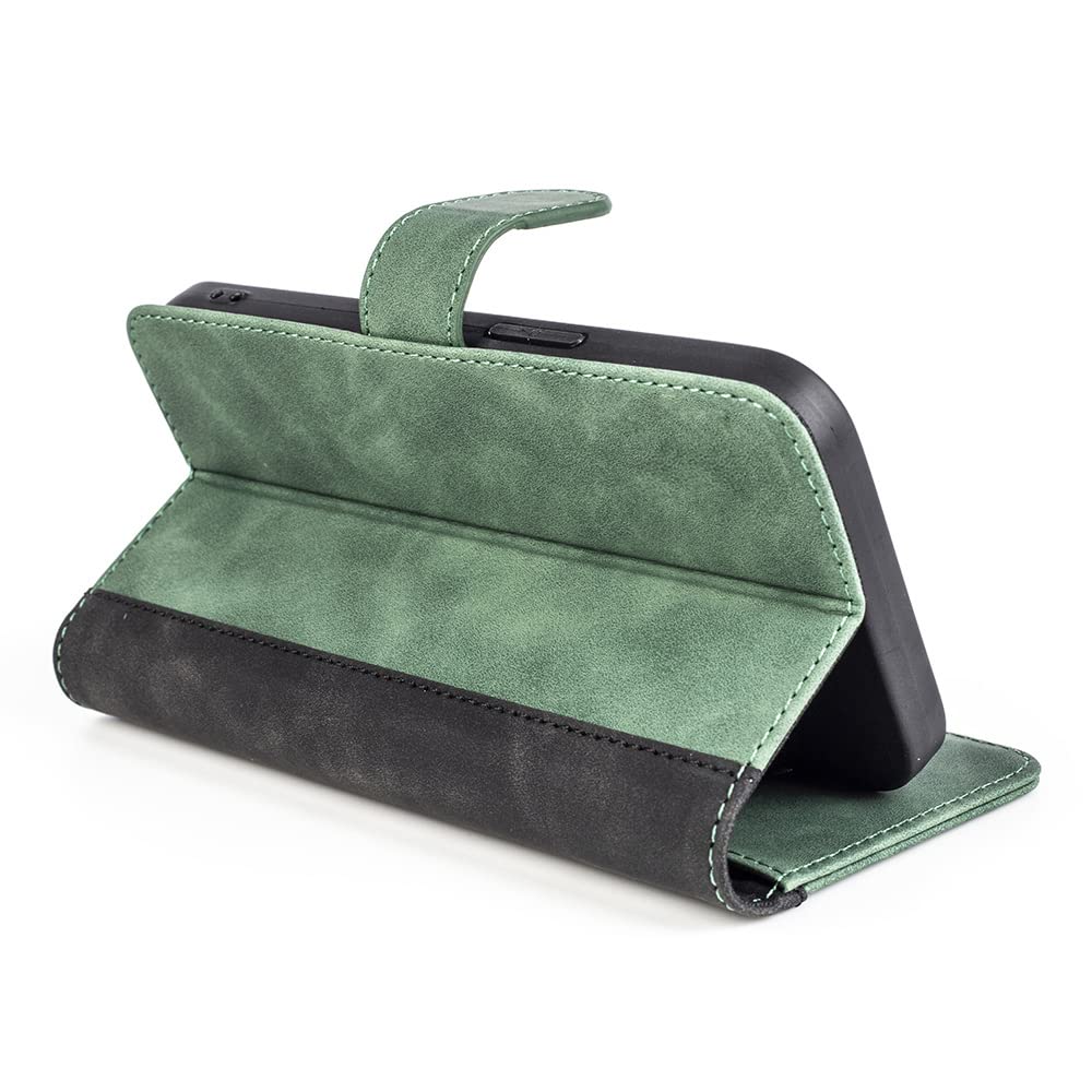 SEEKO Cover In Pelle Per Honor X8 - Custodia Portafoglio Con Slot Carte E Supporto, Antiurto, Chiusura Magnetica, Colore Verde - 4