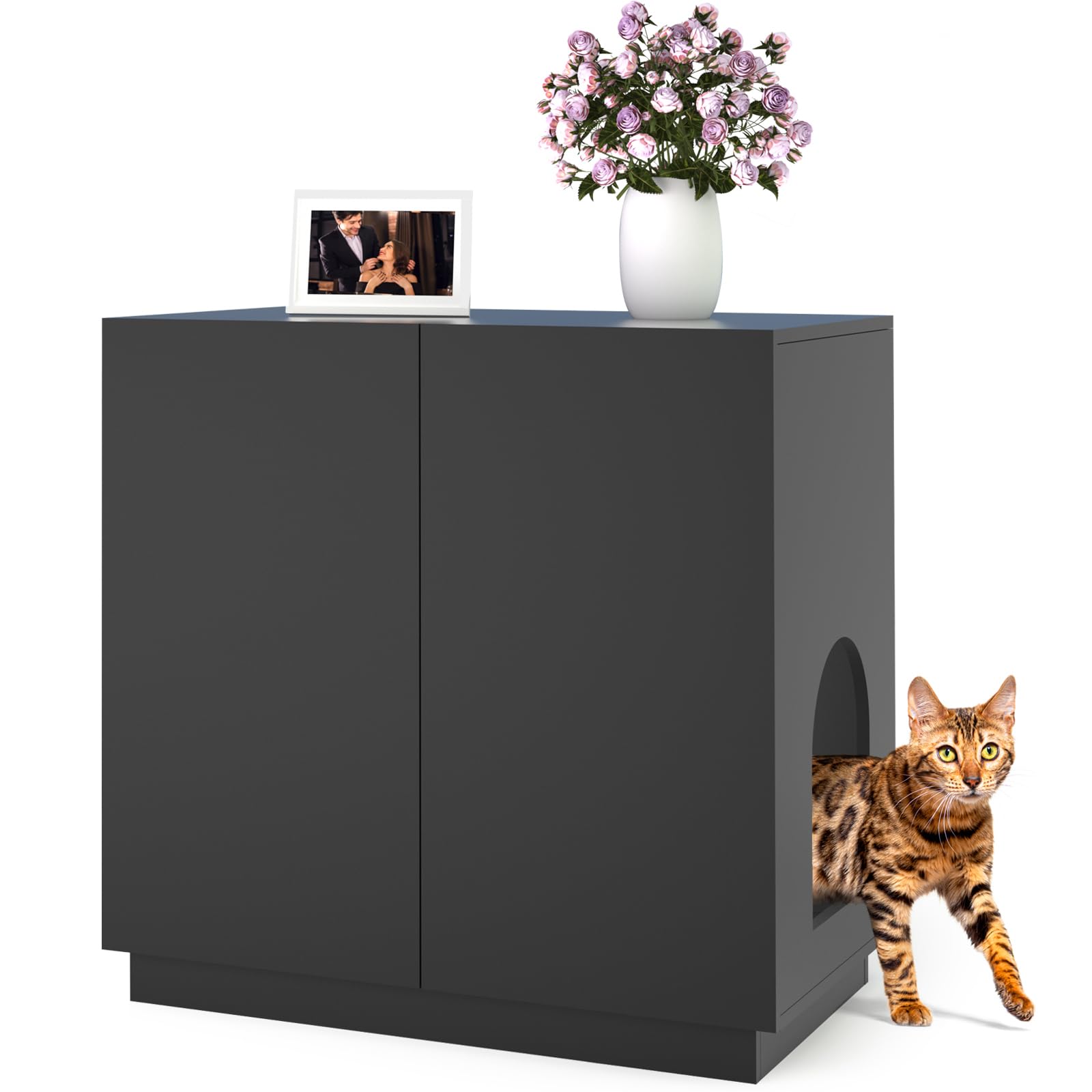 Large Modern Cat Litter Box Enclosure with Storage