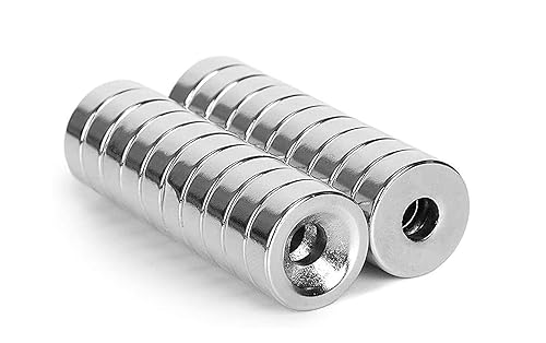 ZDYWY 20 piezas de 0.472 x 0.118in con agujero avellanado de 0.118in de disco permanente de tierras raras imanes de neodimio para nevera, imanes de