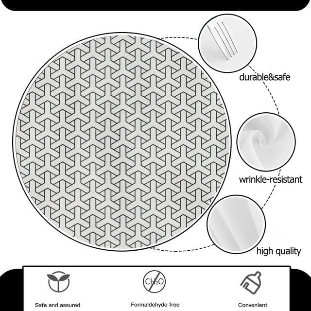 Miniatura 3 de Mantel redondo minimalista en blanco y negro, lavable, resistente a las arrugas, para el hogar, cocina, comedor, picnic, campamento, fiesta,