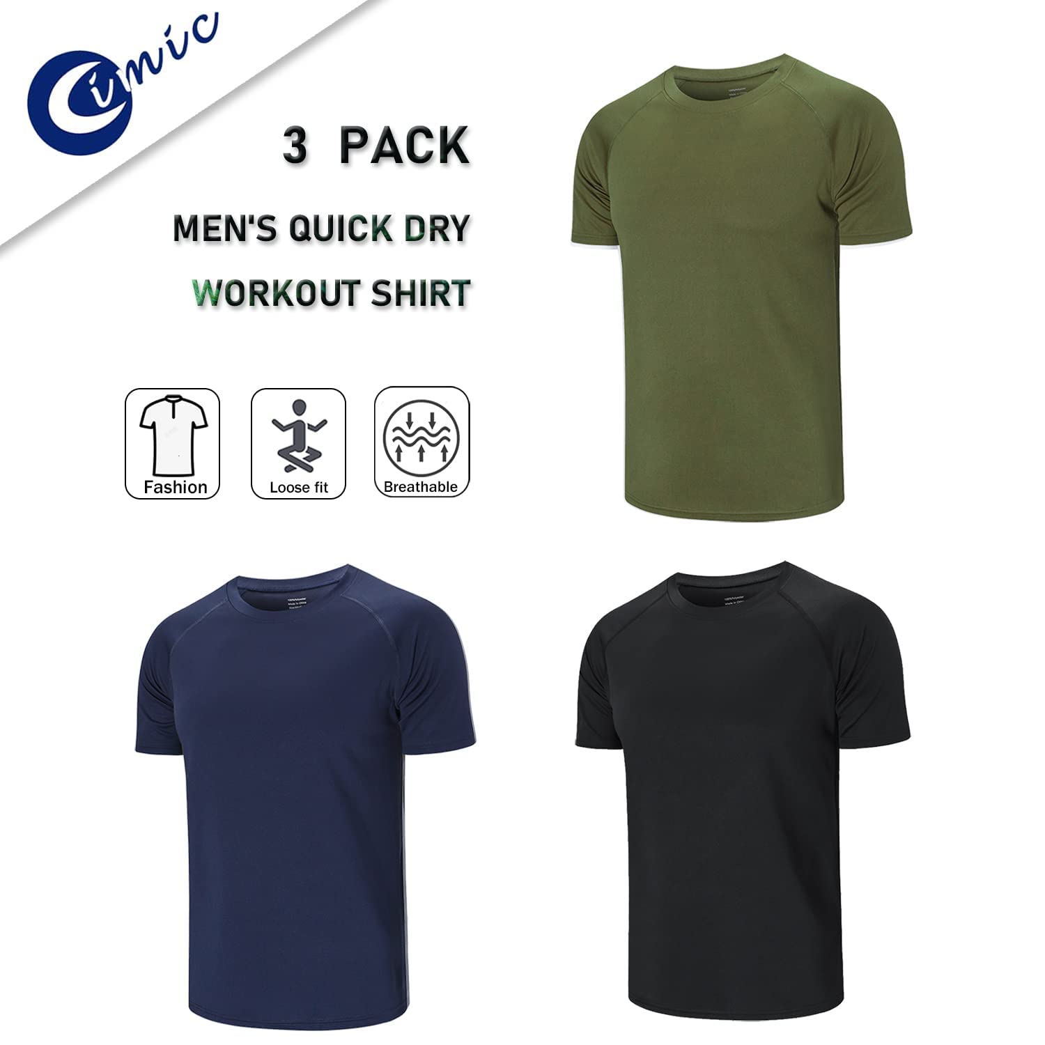 Cimic 3/5/7 Pezzi Maglietta Uomo Manica Corta Sportiva Asciugatura Rapida Traspirante Palestra Running Trekking