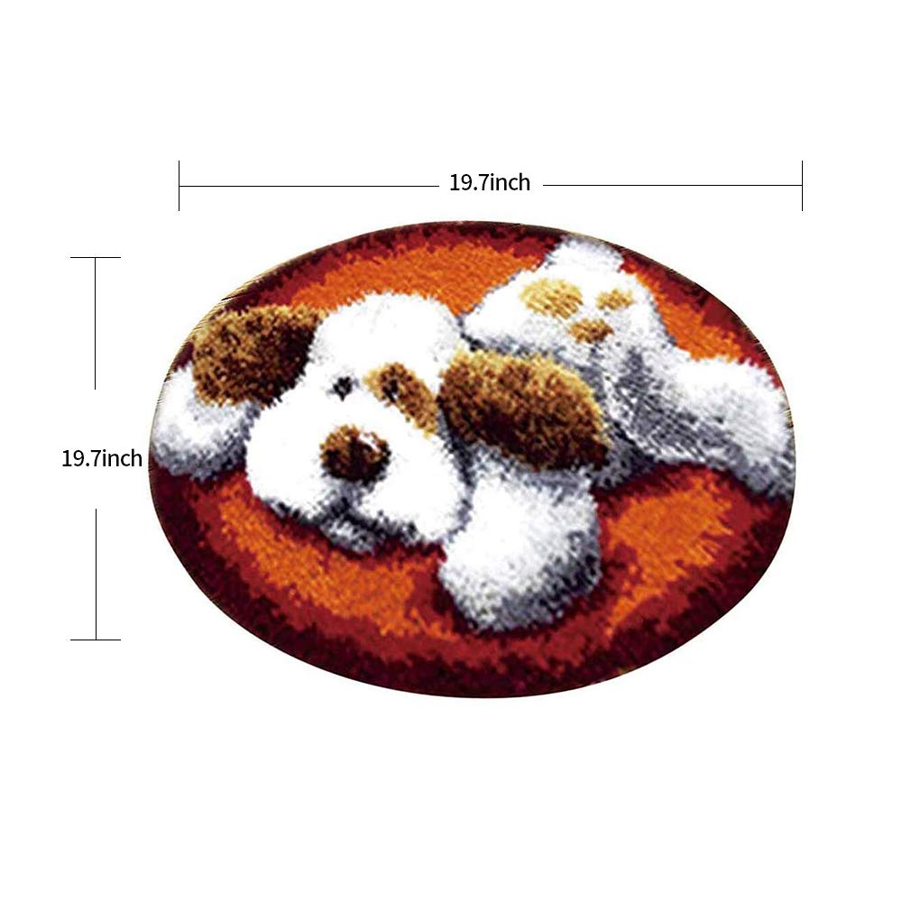 CDIYTOOL Kit fai da te con gancio per tappeti, per decorare la casa, per bambini/adulti con motivo stampato su tela, girasole/cane/coccinella, 50 x 50 cm (19 pollici x 49 pollici)