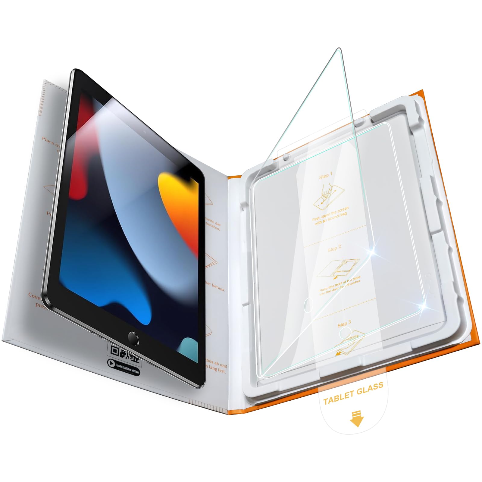 TOPESCT IPad 10.2 inch Screen Protector[2 Pack], Tempered Glass Film for Apple iPad 2021 2020 2019 (9th / 8th / 7th Generation) (iPad 10.2 inch (9th/8th/7th Gen), 2 Pack with UltraFit Tray)