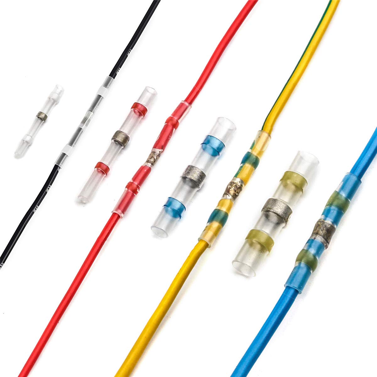50 conectores de cable de soldadura resistentes al agua, termorretráctiles de cable eléctrico, antideslizantes, varios conectores de cable aislados para ingeniería eléctrica de vehículos marinos