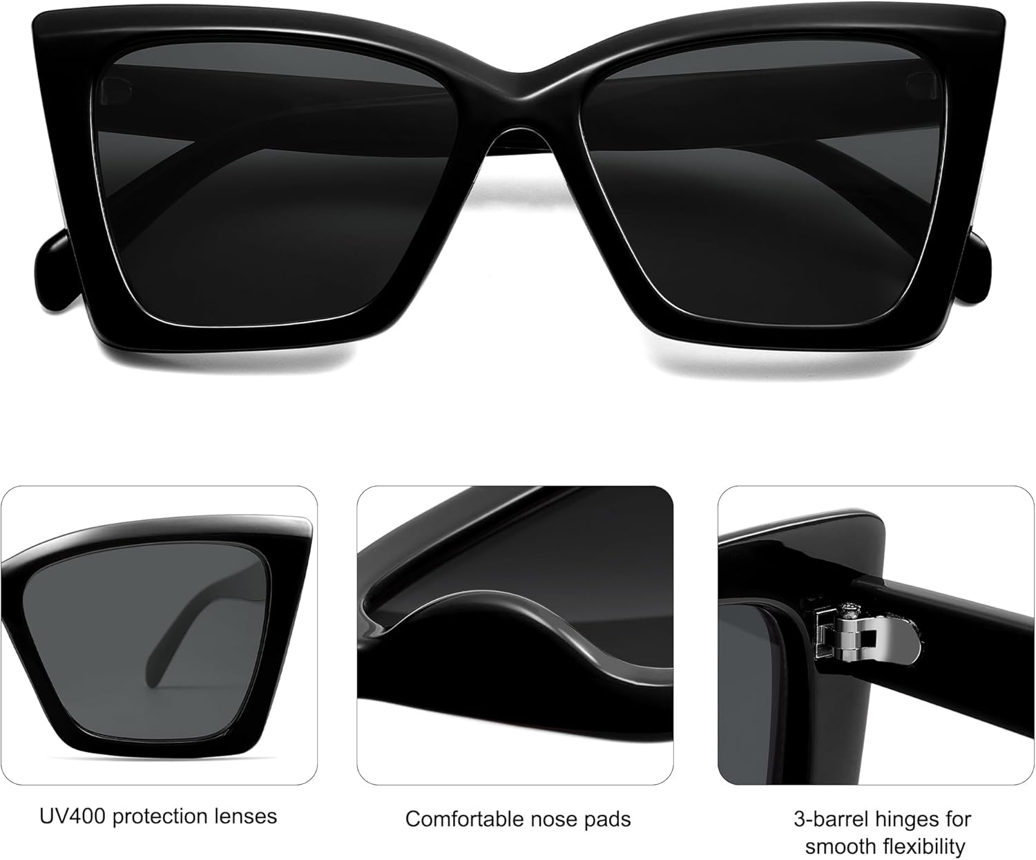 SOJOS Trendy Oversized Cateye Sunglasses Womens UV400 Large Designer Shades Lentes De Sol Para Mujer SJ2347 - Image 3