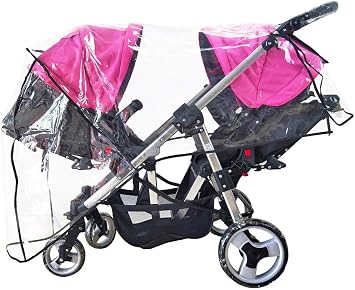 Weather Shield Double Stroller Rain Cover Twin Tandem Universal Size Baby Toddler Windshield Deal Popular Accessories Waterproof Windproof Travel Insect Repellent QH