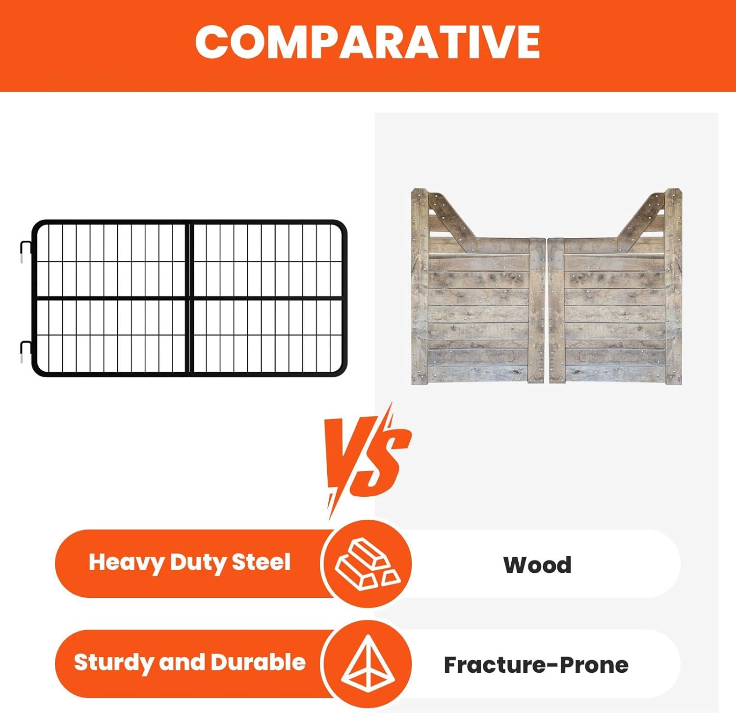 48" W × 24" H Horse Stall Gate, 1" Thick Steel Frame Stall Guards for Horses, Heavy Duty Horse Stall Guard, Fits Standard Barn Doorways, Easy to Install
