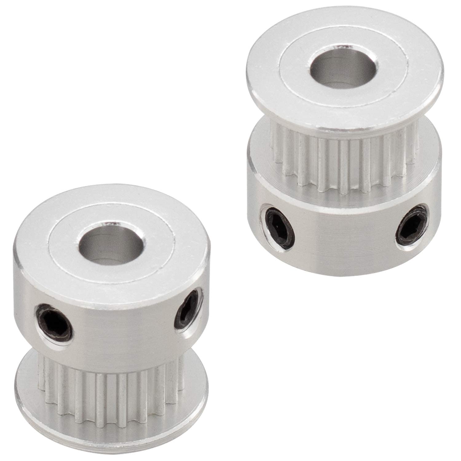 Synchronous Wheel 80 Teeth GT2 Alloy Steel Dual Flange Timing Belt Pulley 5mm Bore For 3D Printer CNC Lathe 6mm Width Belt(Silver - View #5