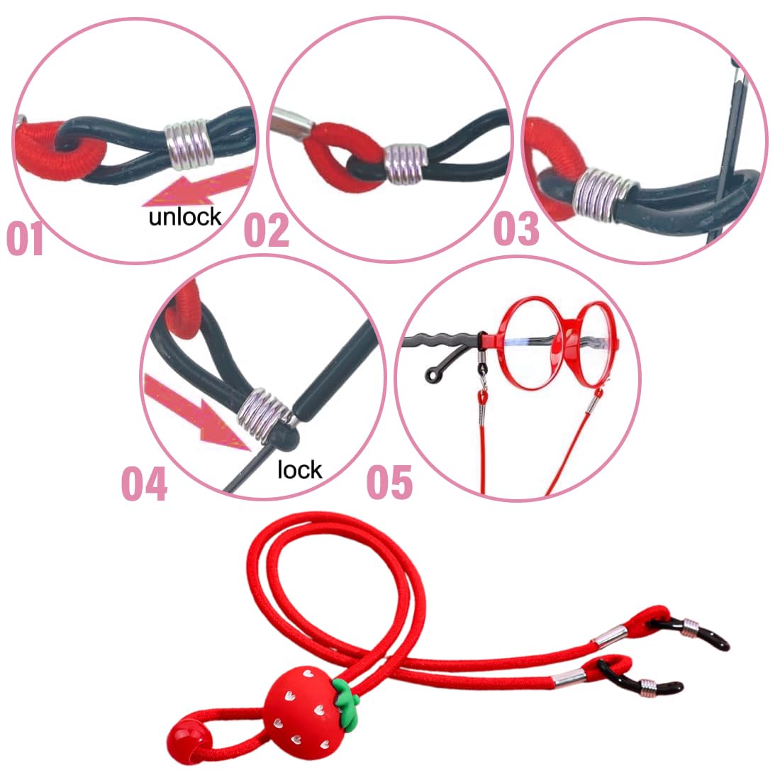 Brillenbänder & -ketten für Mädchen 6 Stück Kinder Brillenbänder Verstellbare Lesebrille Sonnenbrillenbänder Brillenseile Brillenketten Brillenseile für Sport