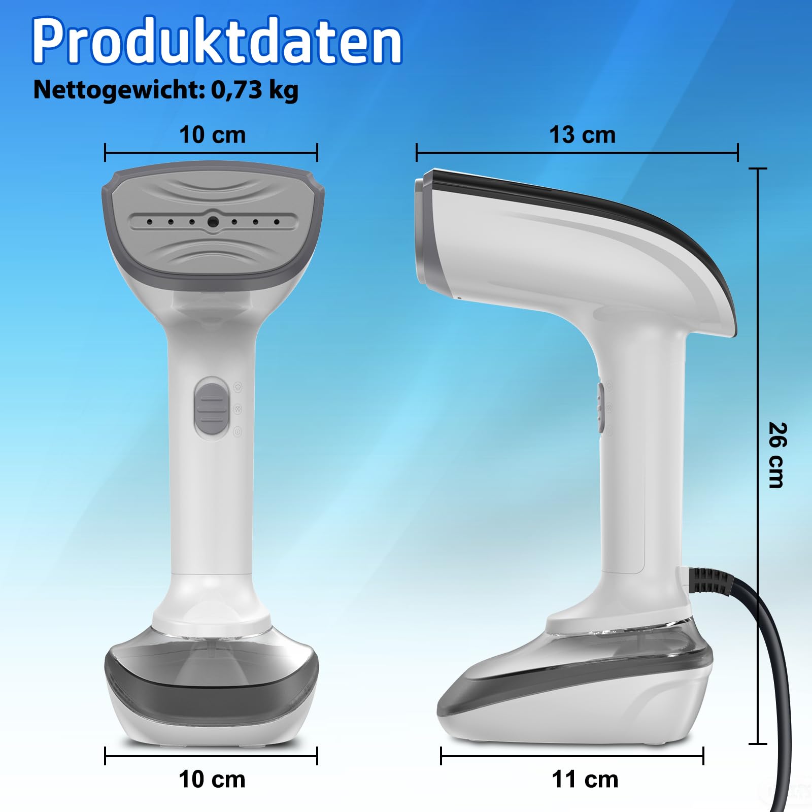 NTAYDZSW Steamer Dampfglätter für Kleidung, 1800W Handheld Dampfbügeleisen mit 300ml Wassertank, 20s Schnelles Aufheizen, Auto-Abschaltung, Tragbarer Reisebügeleisen für Zuhause und Reise