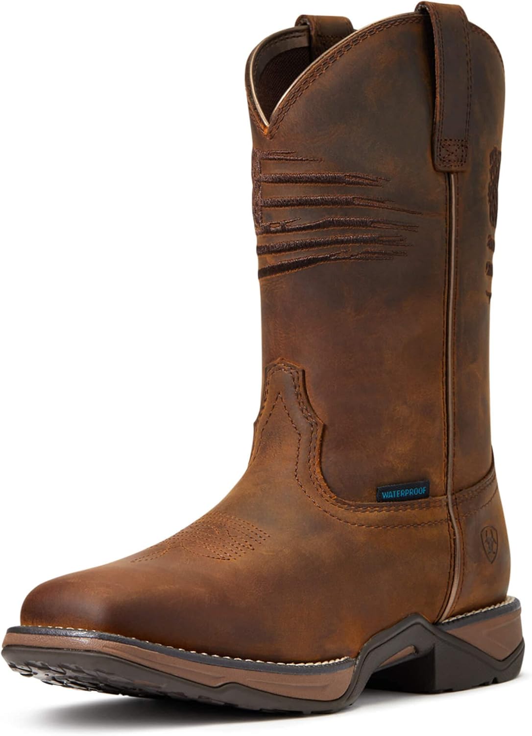 Ariat Womens Anthem Patriot Waterproof Western Boot Distressed Brown 11