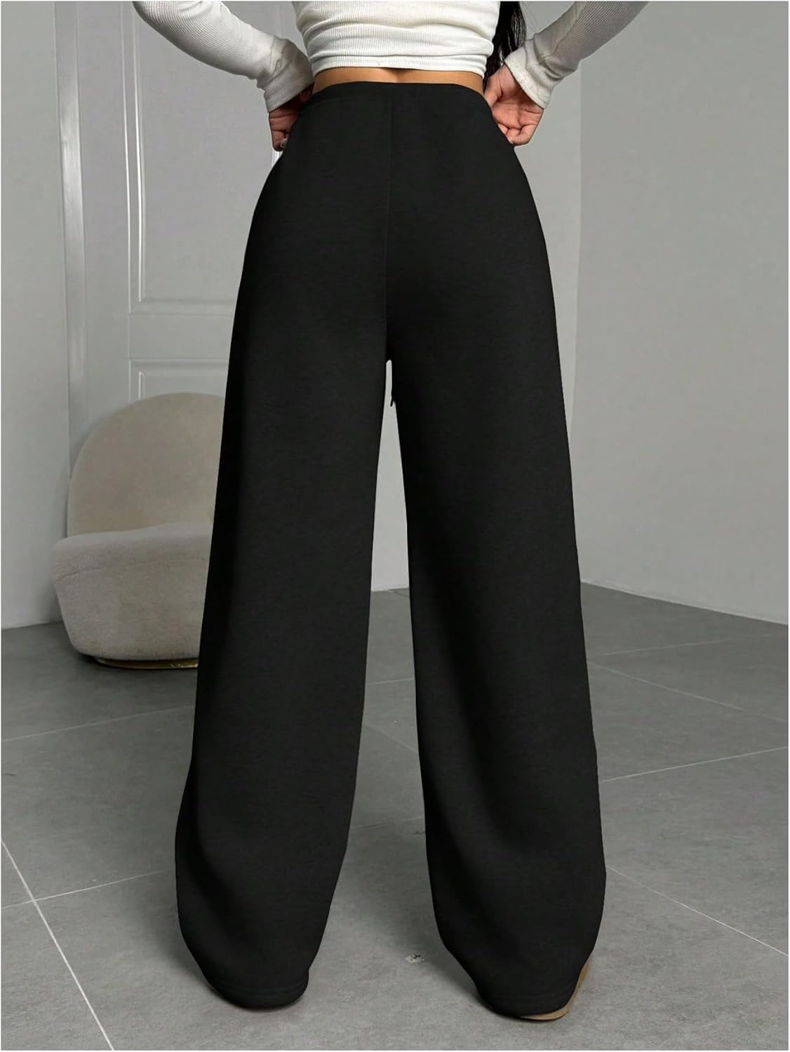 Women's Baggy Sweatpants Drawstring Waist Wide Leg Pants Athletic Running Track Sweat Pants Joggers - Image 3