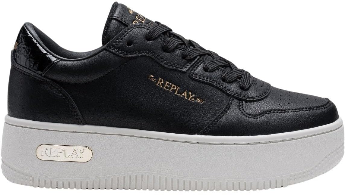 Replay Women's Gwz5o Sneaker, 003 Black, 3.5 UK