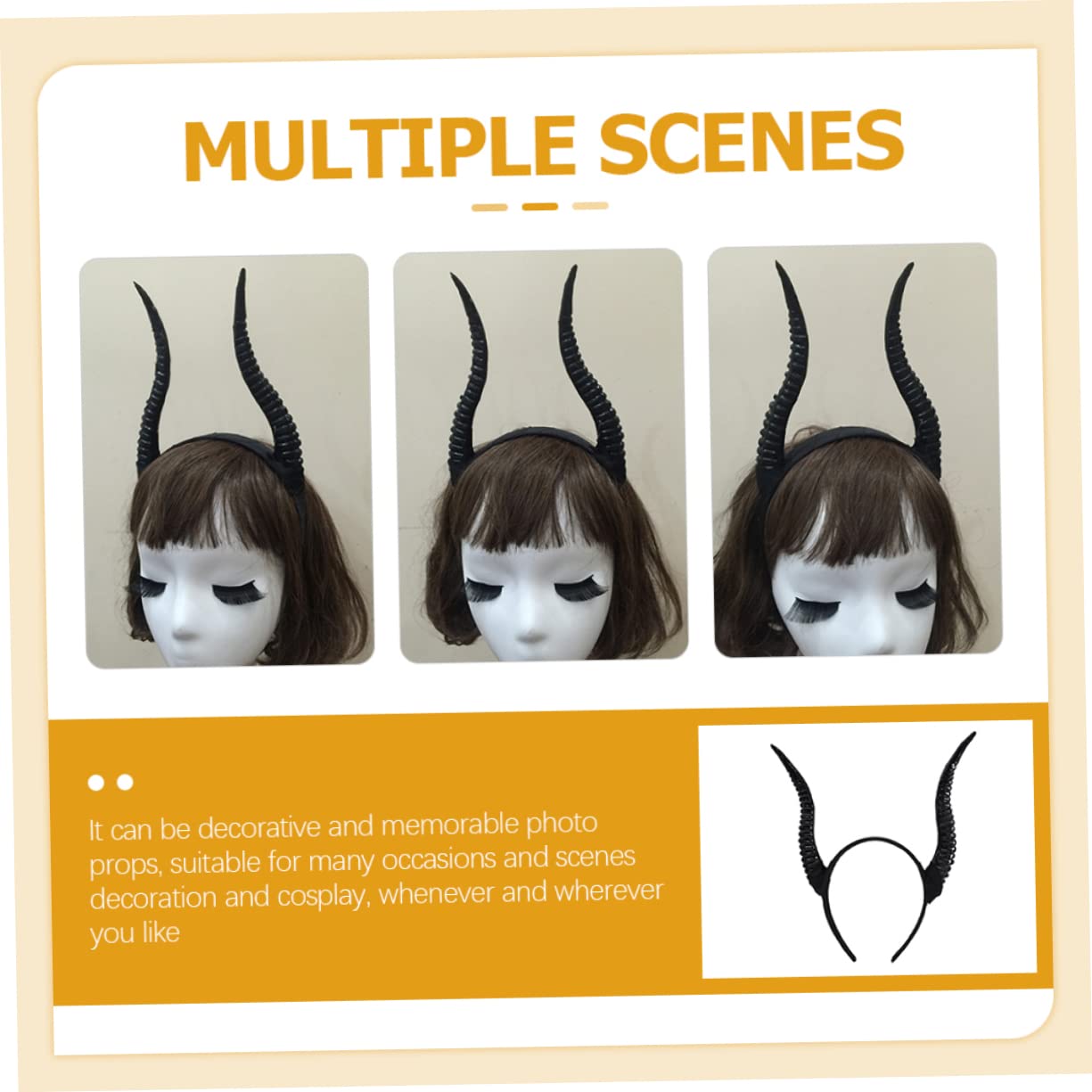 Abaodam 4 Stück Croissant-Stirnband Gothic Schwarzes Schafhorn Teufelshorn-Stirnband Cosplay-Outfits Kostüme Für Erwachsene Kopfbedeckung Für Frauen Horn-Stirnbänder Für Frauen