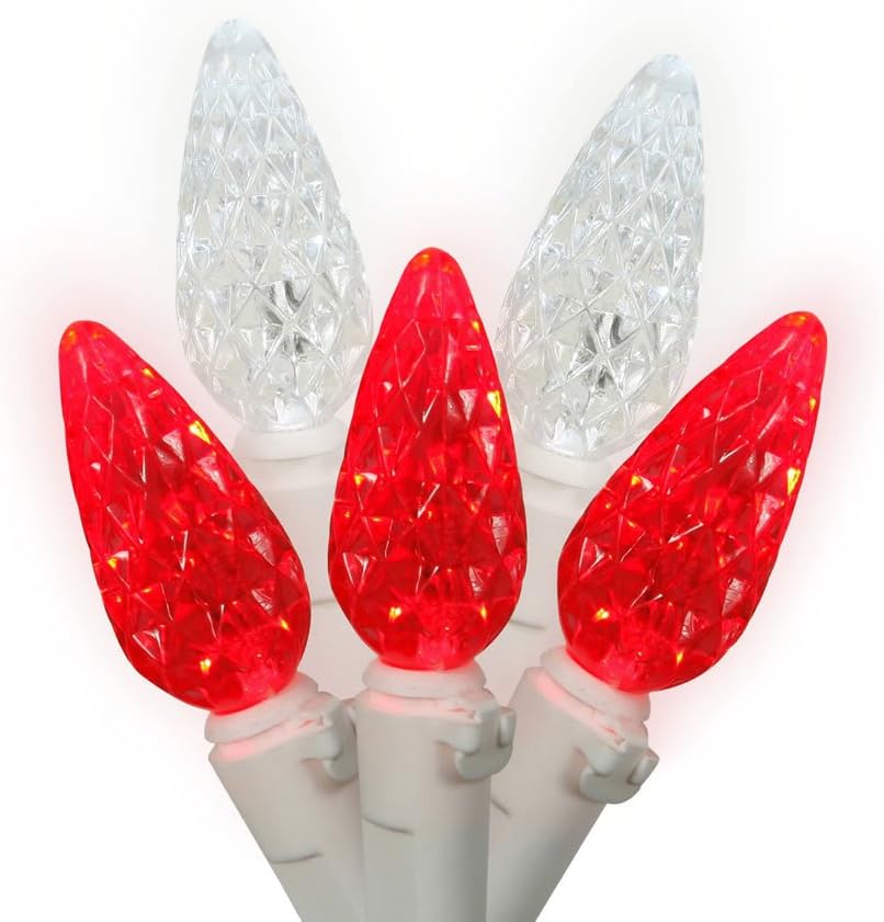 70Lt LED Red/White Ww C6 Ec Set 6"Sp String Lights