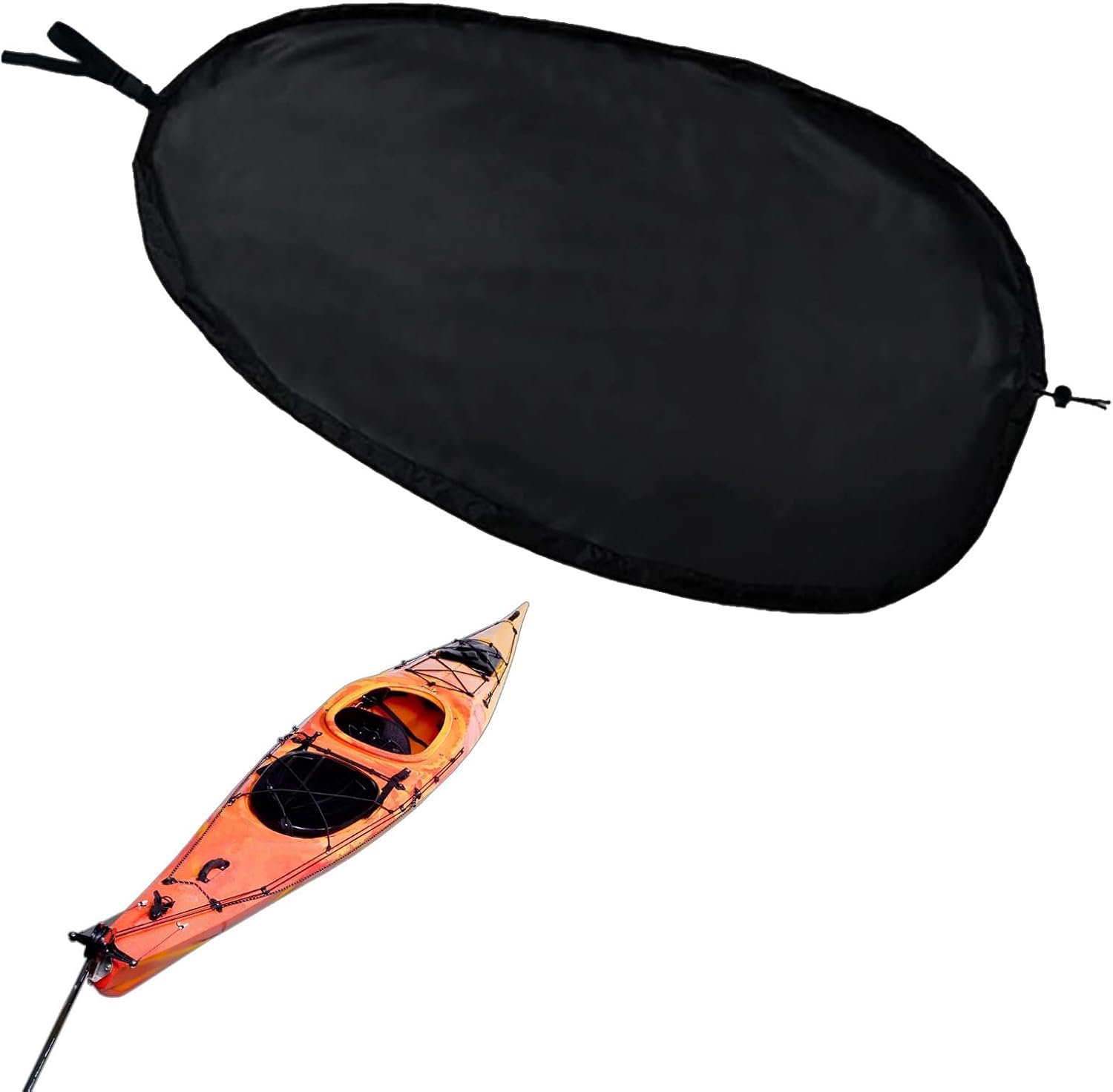 Kayak Cockpit Cover UV50 Seal Cockpit Oxford Cloth Dust-Proof and Waterproof Seat Cover, Black (38.8”L x 22.6”W)