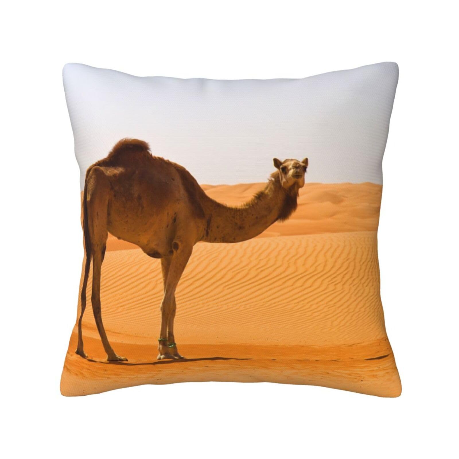 FFSHKOWE Desert Sand Camel Decorative Throw Pillow Cover Double-Sided Printed Cushion Cover for Sofa Couch Bed Chair 45 x 45cm