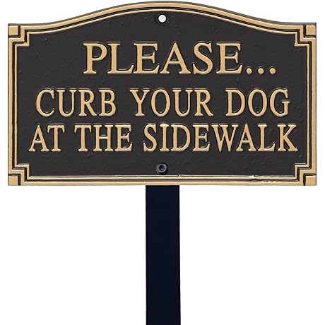 5.75" x 9.5" SmartSign Curb Your Dog Lawn Sign with Black Stake