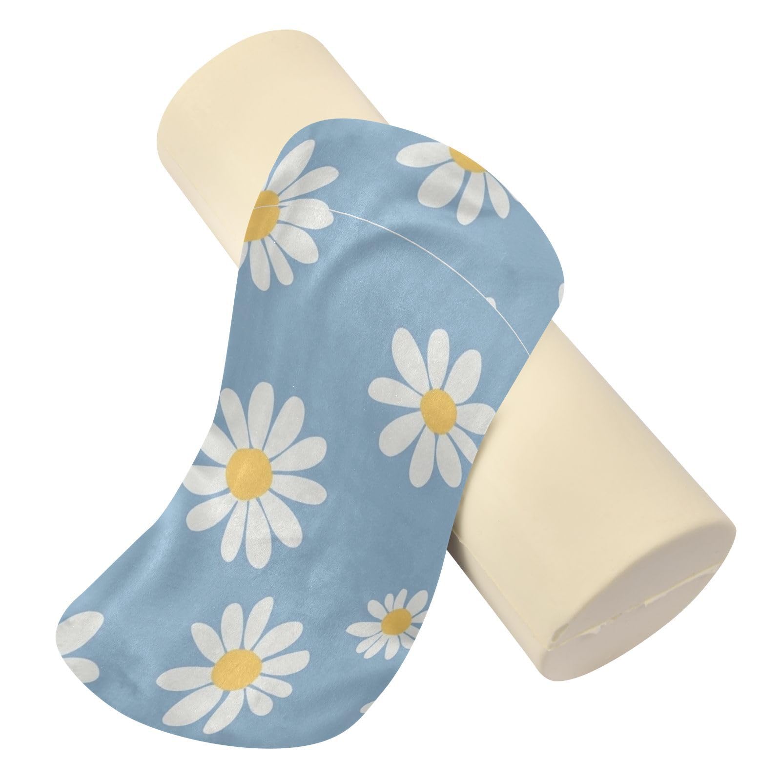 miaozhen Flower and Whites Blue Round Pillow Kids Cylinder Pillow for Knees cojin para el Cuello 5.5''x17''